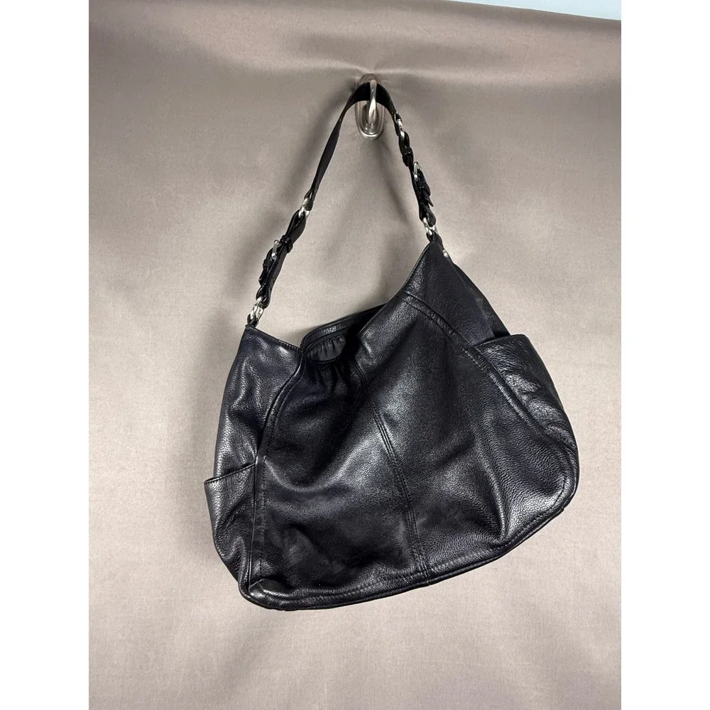 Calvin Klein Hobo Bag Women Large Black Pebbled Leather Shoulder H2JCA948